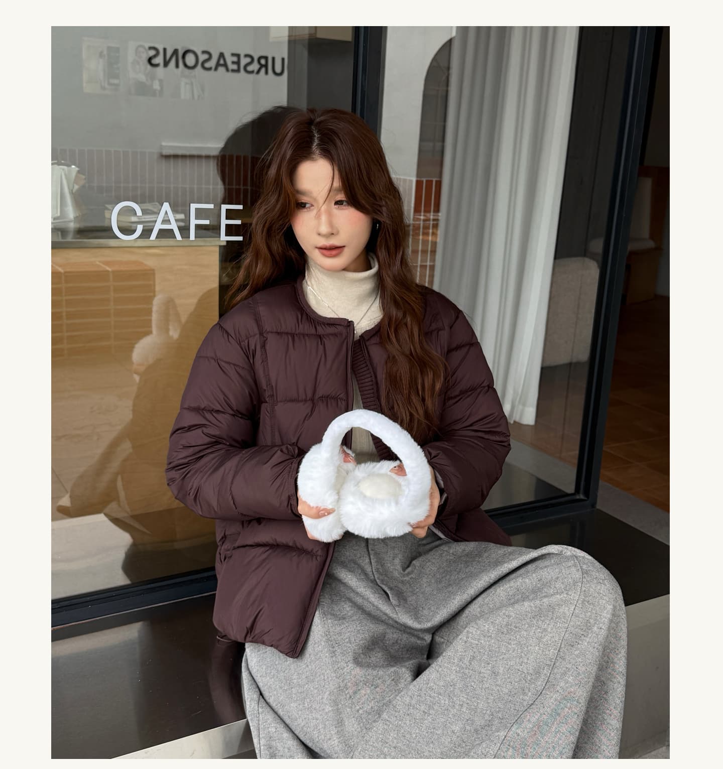 2026 겨울 한 부서 패치워크 지퍼 디자인 센스 다용도 미니멀리즘 패션 보온 라운드 넥 여성 면 의류 재킷 상세 이미지 21