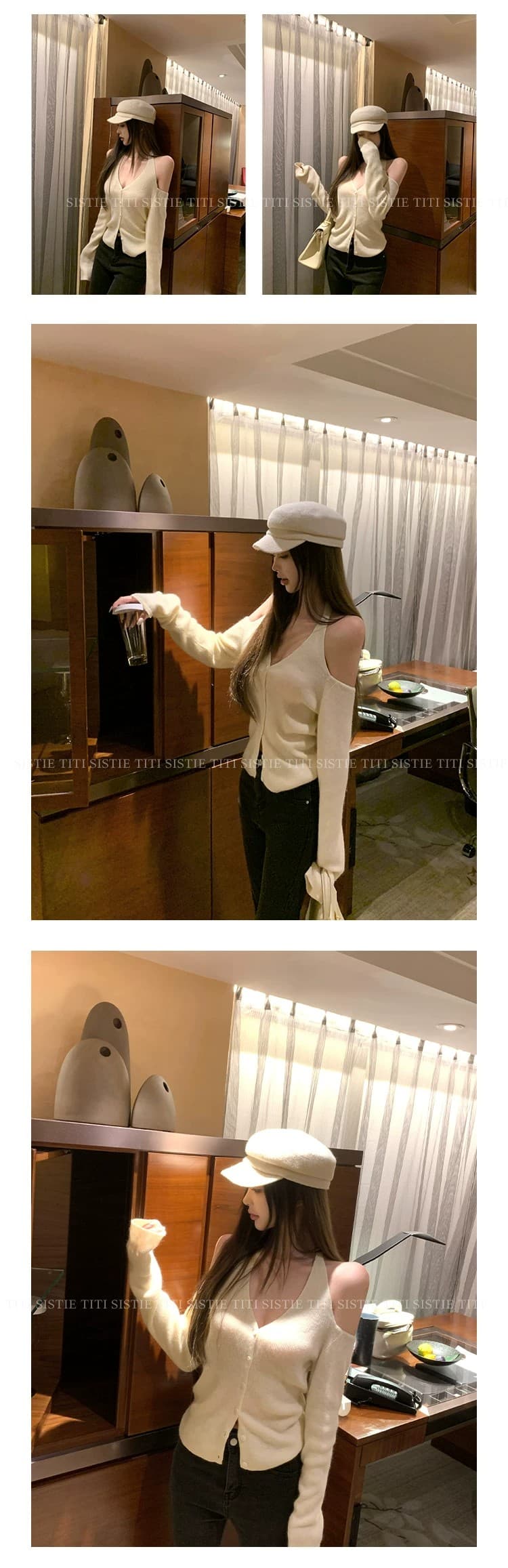 프랑스식 빨간색 작은 샤넬 스타일 행침 목 레이스업 니트 오픈 가디건 여성 외부 가져 가라. 이른 가을 슬립 스택 착용 쇼트 스타일 품격 맨위 상세 이미지 8