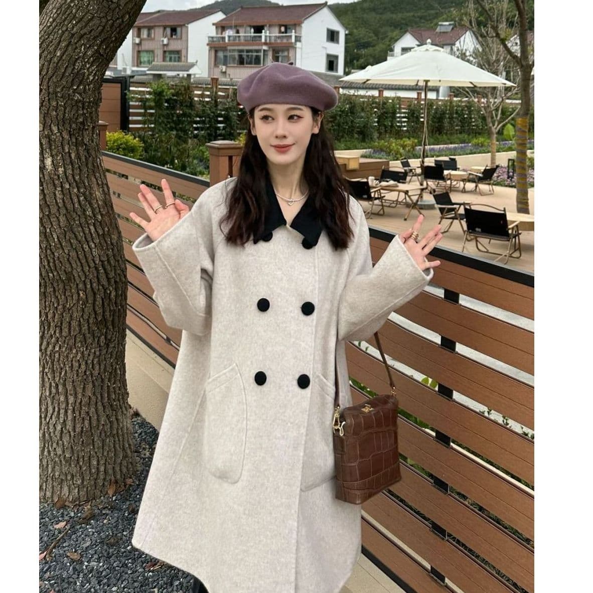 작은 샤넬 스타일 모직 여성 코트 봄 가을 새로운 폭발 소금 부서 빛 요리 한 바람 작은 키 두꺼운 롱 코트 코트 이미지 4