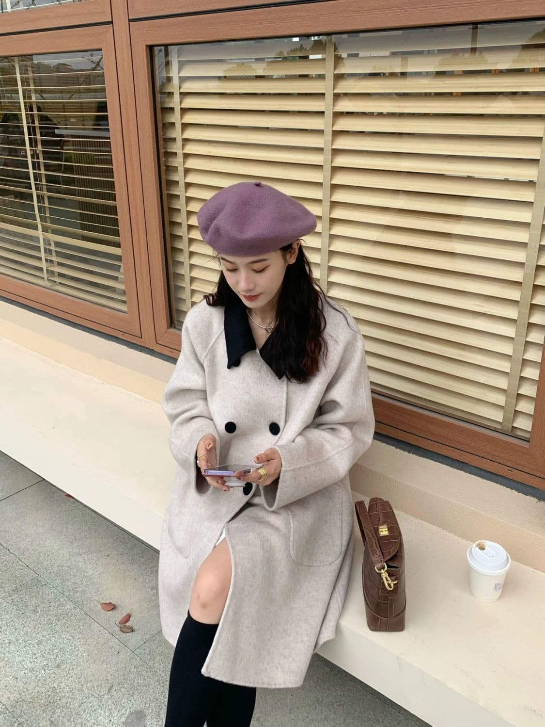 작은 샤넬 스타일 모직 여성 코트 봄 가을 새로운 폭발 소금 부서 빛 요리 한 바람 작은 키 두꺼운 롱 코트 코트 상세 이미지 9
