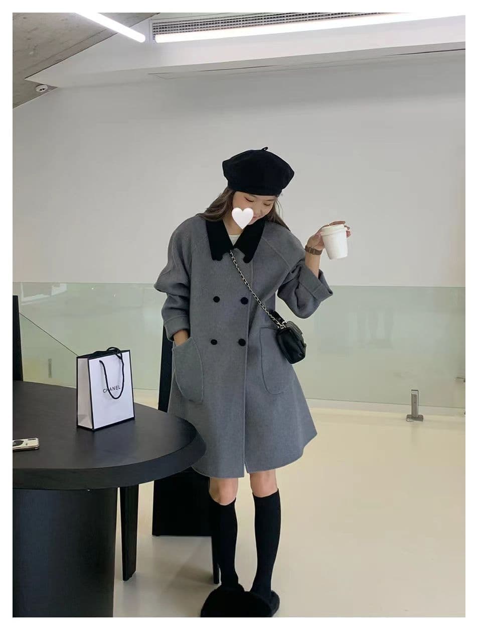 작은 샤넬 스타일 모직 여성 코트 봄 가을 새로운 폭발 소금 부서 빛 요리 한 바람 작은 키 두꺼운 롱 코트 코트 상세 이미지 14