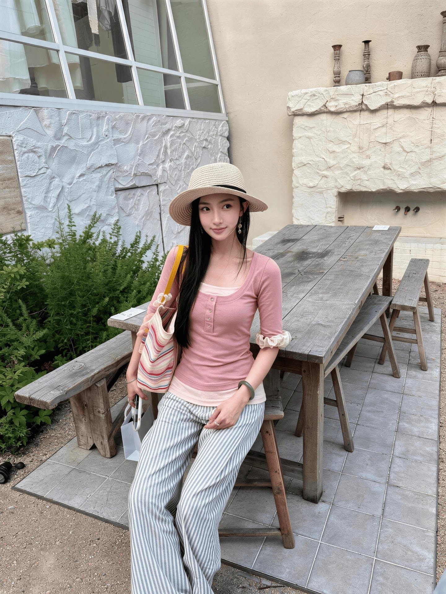 260 그램 사람들 면 가을 새로운 클래식 패치워크 색상 페이크 레이어드 5 점 소매 다용도 티셔츠 니트 맨위 소녀 동정 상세 이미지 6