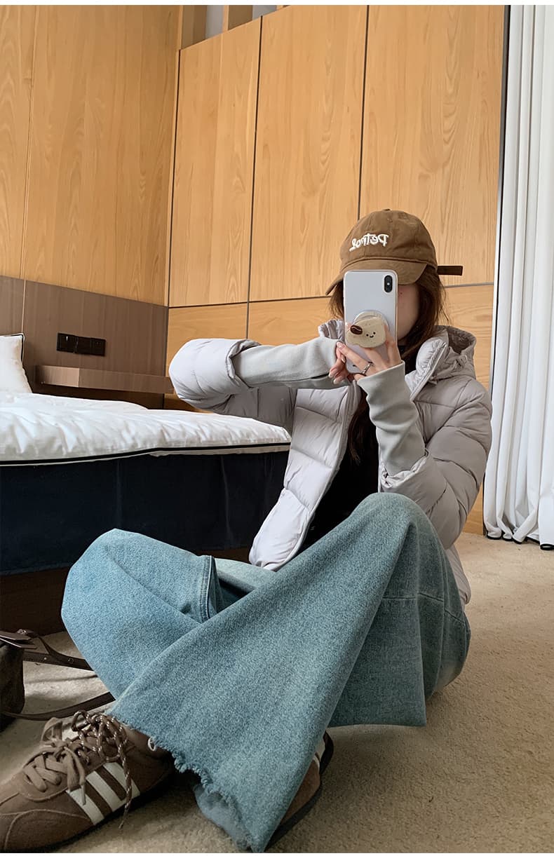 얇고 가벼운 면 의류 여성 짧은 후드 몸매 가꾸기 슬림해 보이는 재킷 2026 년 새로운 한 부서 겨울 보온 면 옷 상세 이미지 24