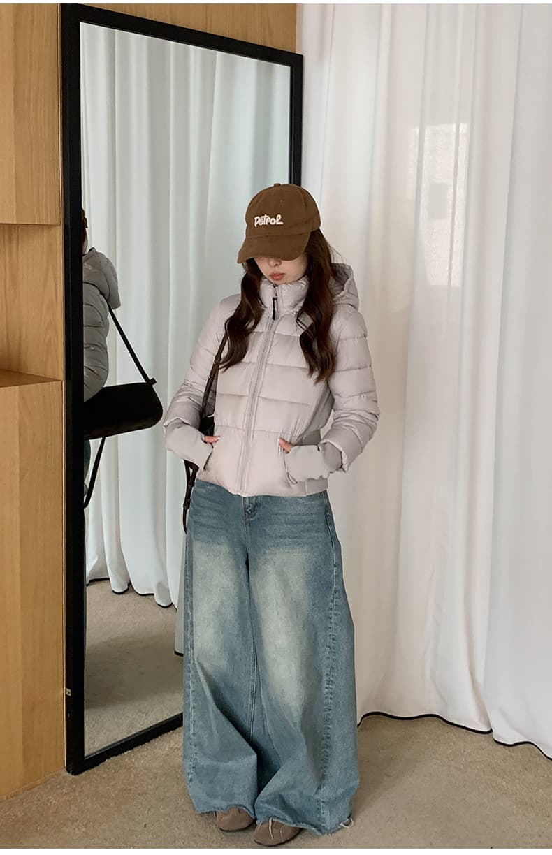 얇고 가벼운 면 의류 여성 짧은 후드 몸매 가꾸기 슬림해 보이는 재킷 2026 년 새로운 한 부서 겨울 보온 면 옷 상세 이미지 25