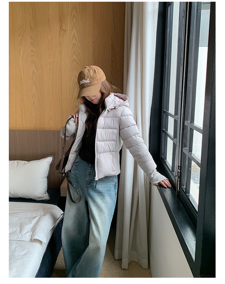 얇고 가벼운 면 의류 여성 짧은 후드 몸매 가꾸기 슬림해 보이는 재킷 2026 년 새로운 한 부서 겨울 보온 면 옷 상세 이미지 28