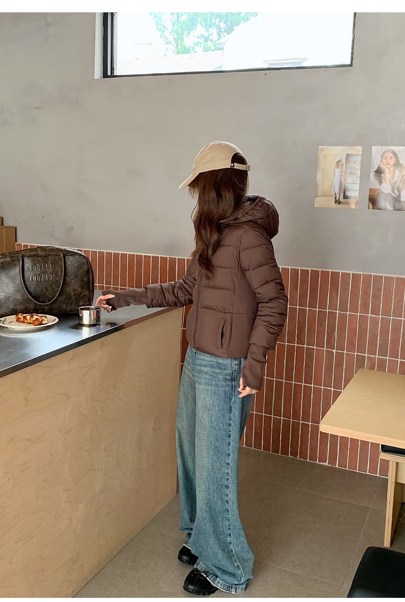 얇고 가벼운 면 의류 여성 짧은 후드 몸매 가꾸기 슬림해 보이는 재킷 2026 년 새로운 한 부서 겨울 보온 면 옷 상세 이미지 33