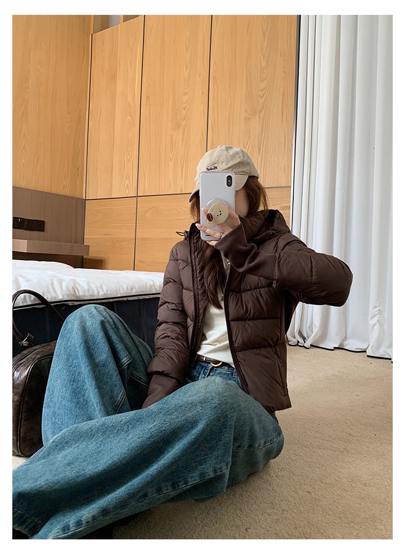 얇고 가벼운 면 의류 여성 짧은 후드 몸매 가꾸기 슬림해 보이는 재킷 2026 년 새로운 한 부서 겨울 보온 면 옷 상세 이미지 34