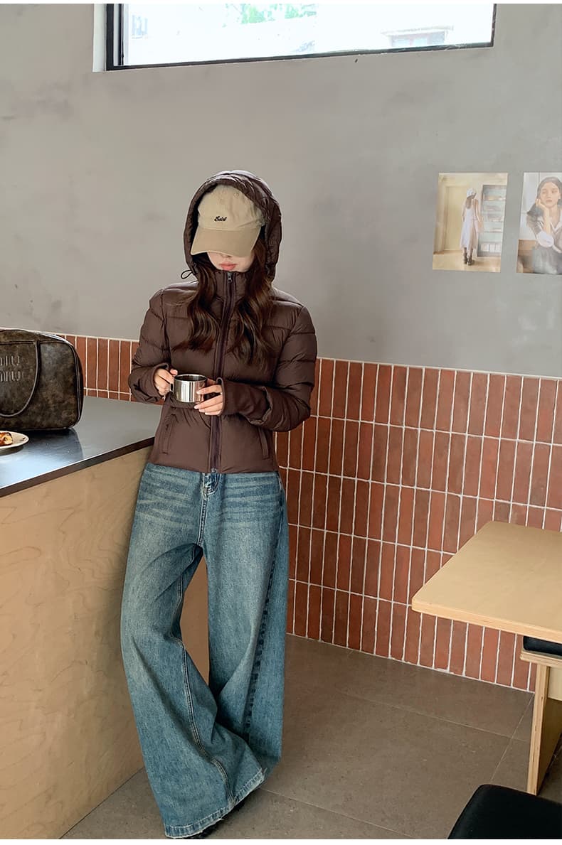 얇고 가벼운 면 의류 여성 짧은 후드 몸매 가꾸기 슬림해 보이는 재킷 2026 년 새로운 한 부서 겨울 보온 면 옷 상세 이미지 35