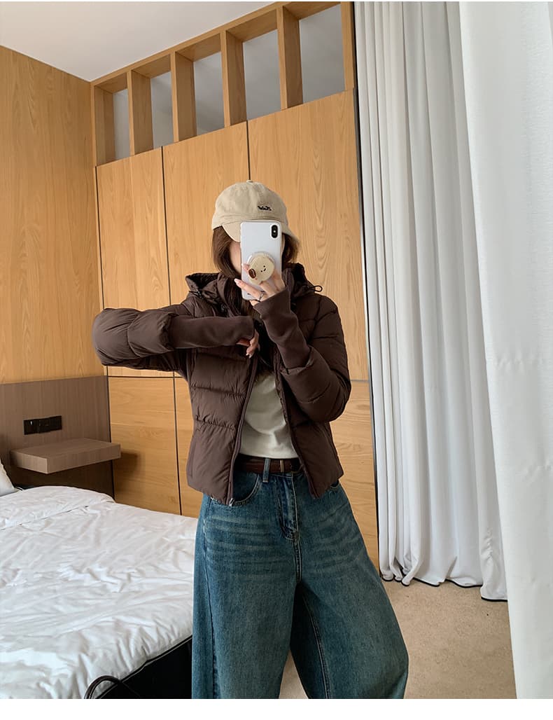 얇고 가벼운 면 의류 여성 짧은 후드 몸매 가꾸기 슬림해 보이는 재킷 2026 년 새로운 한 부서 겨울 보온 면 옷 상세 이미지 43