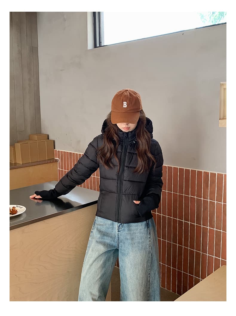 얇고 가벼운 면 의류 여성 짧은 후드 몸매 가꾸기 슬림해 보이는 재킷 2026 년 새로운 한 부서 겨울 보온 면 옷 상세 이미지 45