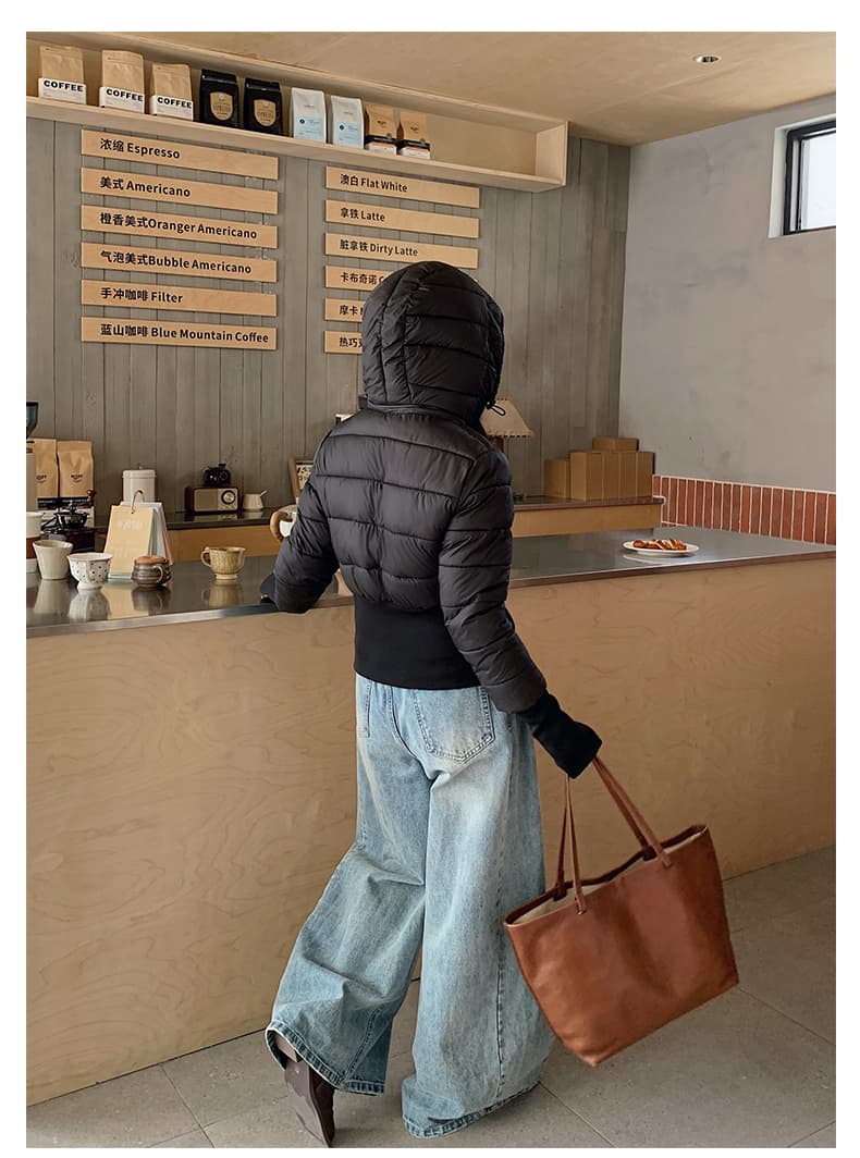 얇고 가벼운 면 의류 여성 짧은 후드 몸매 가꾸기 슬림해 보이는 재킷 2026 년 새로운 한 부서 겨울 보온 면 옷 상세 이미지 48