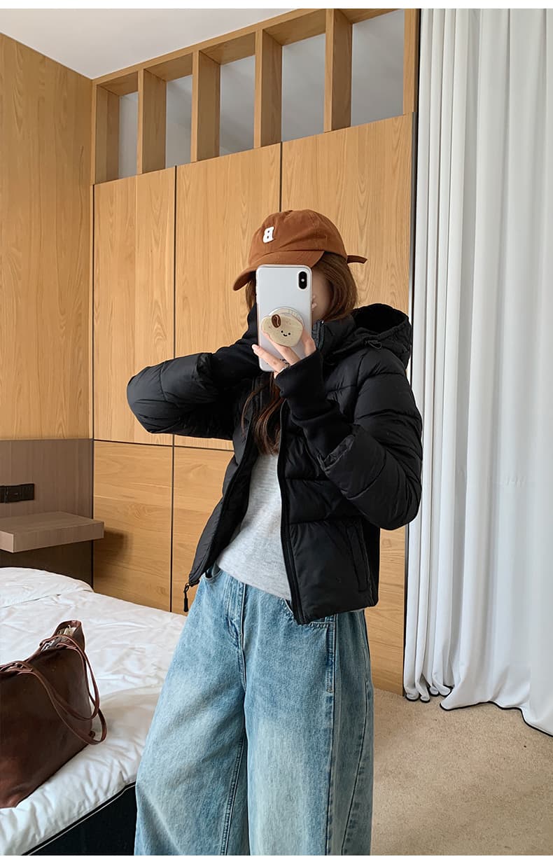 얇고 가벼운 면 의류 여성 짧은 후드 몸매 가꾸기 슬림해 보이는 재킷 2026 년 새로운 한 부서 겨울 보온 면 옷 상세 이미지 51