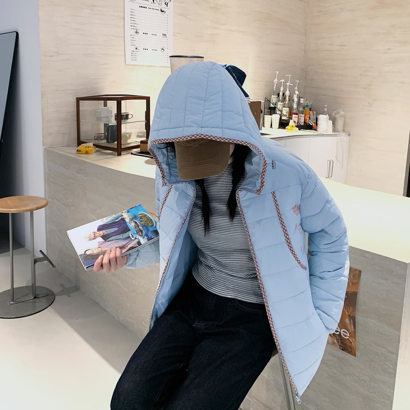 한 부서 눈꽃 갈비 살 아래 면화 의류 여성 새로운 겨울 두꺼운 작은 키 달콤함 쇼트 스타일 보온 면 옷 재킷 이미지 5