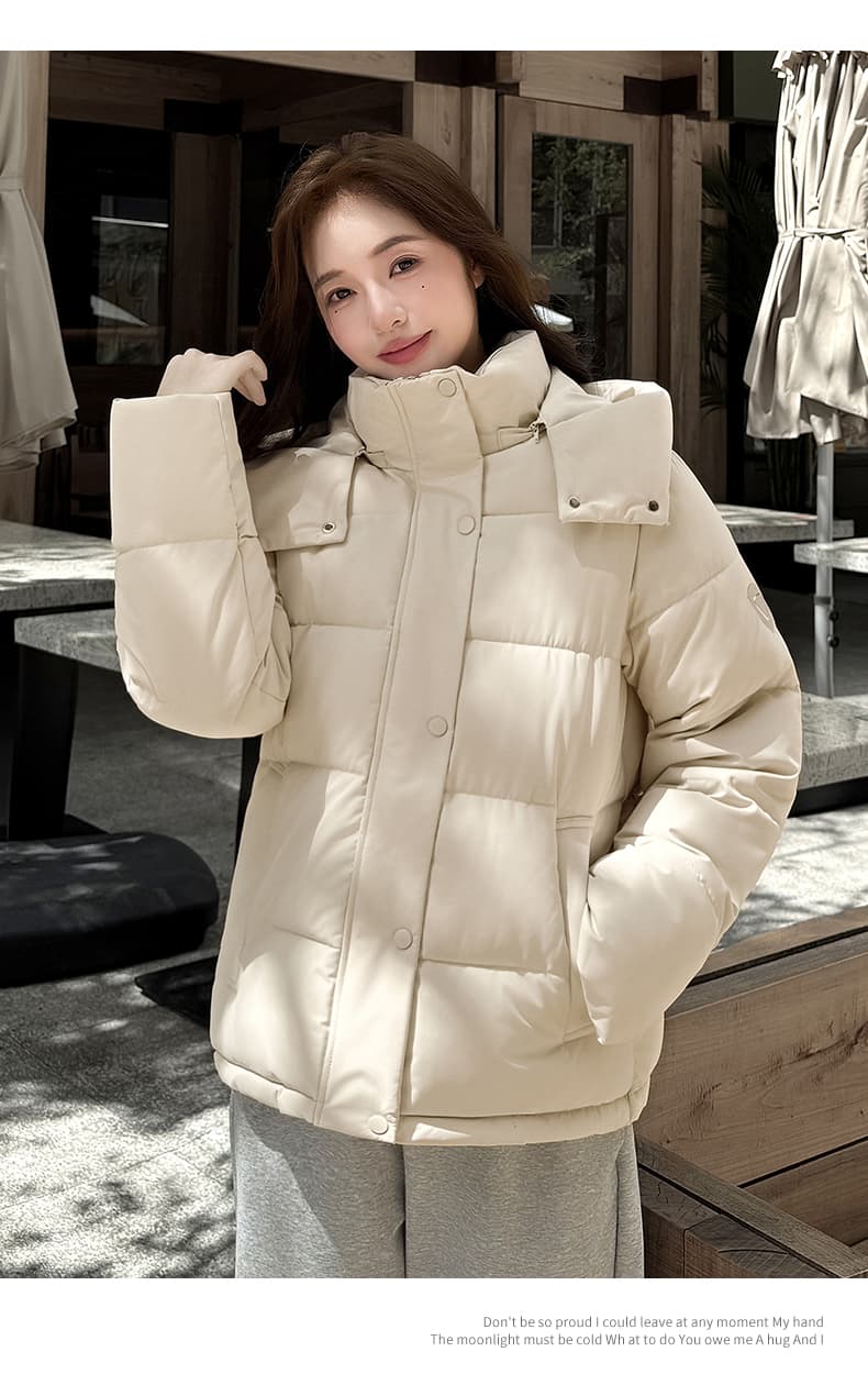 실사 2025 겨울 새로운 쇼트 스타일 한국 스타일 두꺼운 루즈핏 슬림해 보이는 후드 패딩 재킷 아래 면화 의류 여성 코트 상세 이미지 43