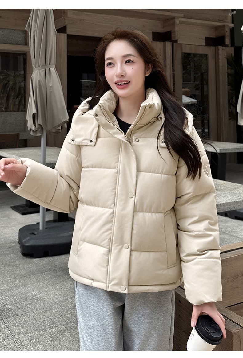 실사 2025 겨울 새로운 쇼트 스타일 한국 스타일 두꺼운 루즈핏 슬림해 보이는 후드 패딩 재킷 아래 면화 의류 여성 코트 상세 이미지 47