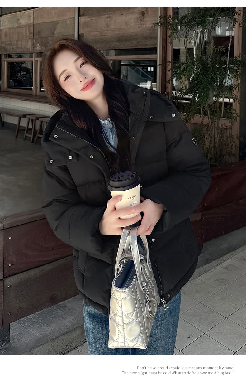 실사 2025 겨울 새로운 쇼트 스타일 한국 스타일 두꺼운 루즈핏 슬림해 보이는 후드 패딩 재킷 아래 면화 의류 여성 코트 상세 이미지 51