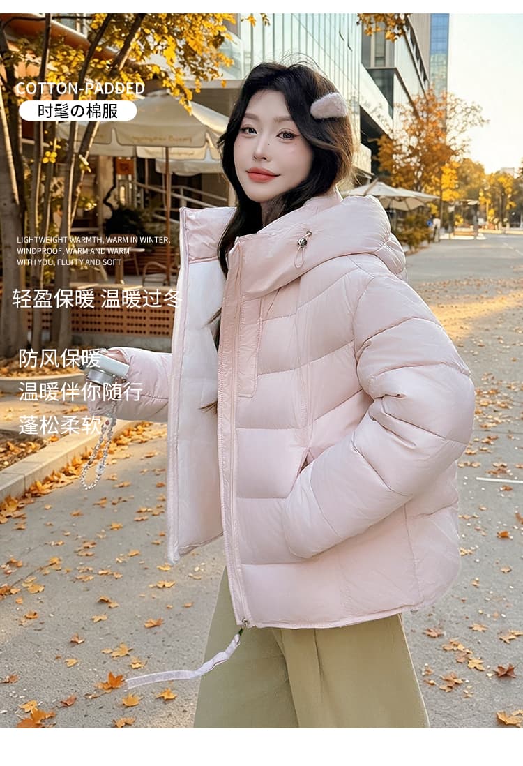 실사 우유 씽 하는 소리 면 의류 여성 새로운 한국 스타일 캐주얼 가을 겨울철 후드 재킷 트렌디 2026 학원 스타일 면 옷 상세 이미지 2
