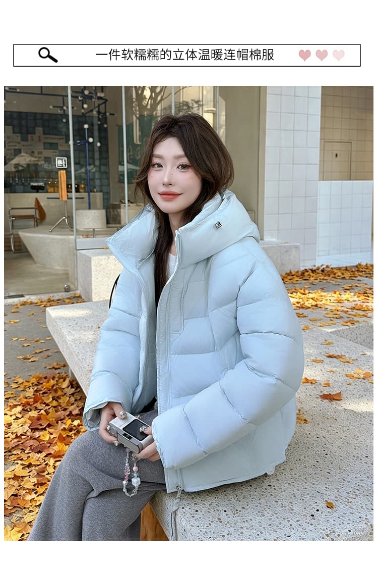 실사 우유 씽 하는 소리 면 의류 여성 새로운 한국 스타일 캐주얼 가을 겨울철 후드 재킷 트렌디 2026 학원 스타일 면 옷 상세 이미지 4