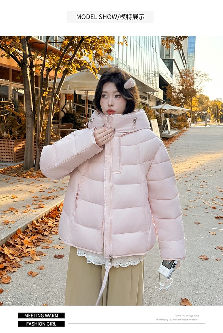 실사 우유 씽 하는 소리 면 의류 여성 새로운 한국 스타일 캐주얼 가을 겨울철 후드 재킷 트렌디 2026 학원 스타일 면 옷 상세 이미지 13