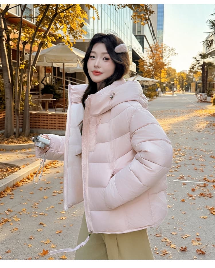 실사 우유 씽 하는 소리 면 의류 여성 새로운 한국 스타일 캐주얼 가을 겨울철 후드 재킷 트렌디 2026 학원 스타일 면 옷 상세 이미지 14