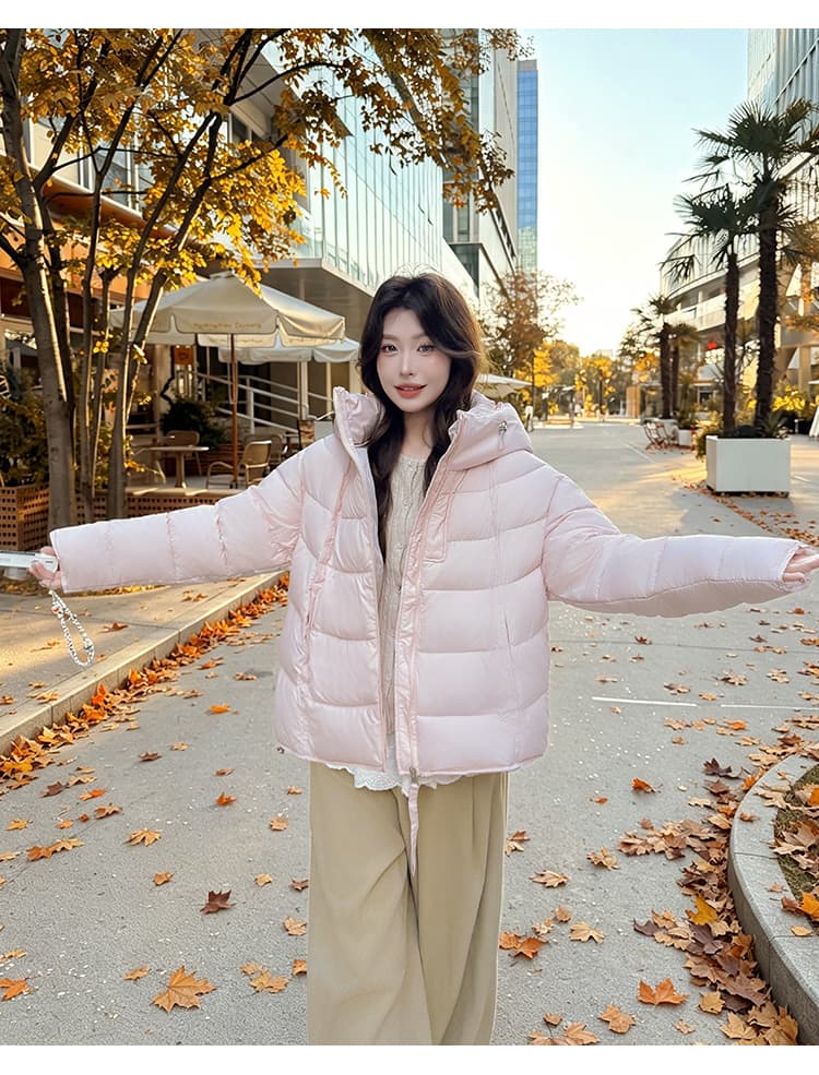 실사 우유 씽 하는 소리 면 의류 여성 새로운 한국 스타일 캐주얼 가을 겨울철 후드 재킷 트렌디 2026 학원 스타일 면 옷 상세 이미지 15