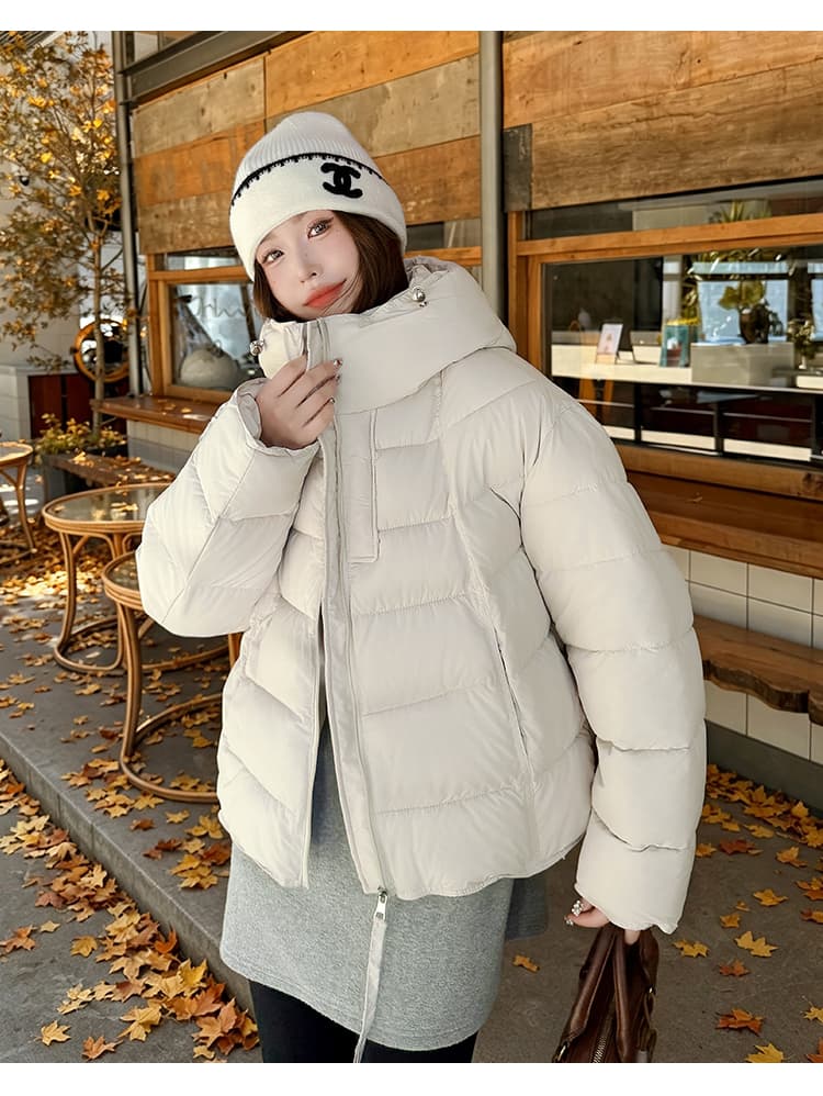 실사 우유 씽 하는 소리 면 의류 여성 새로운 한국 스타일 캐주얼 가을 겨울철 후드 재킷 트렌디 2026 학원 스타일 면 옷 상세 이미지 30
