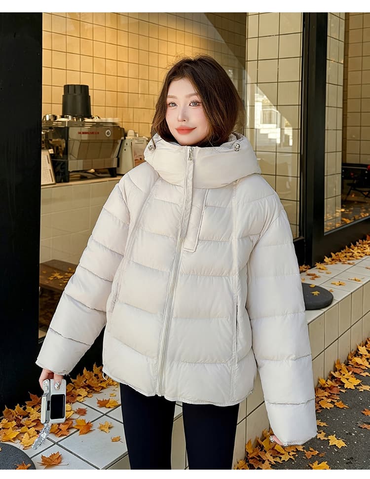 실사 우유 씽 하는 소리 면 의류 여성 새로운 한국 스타일 캐주얼 가을 겨울철 후드 재킷 트렌디 2026 학원 스타일 면 옷 상세 이미지 31