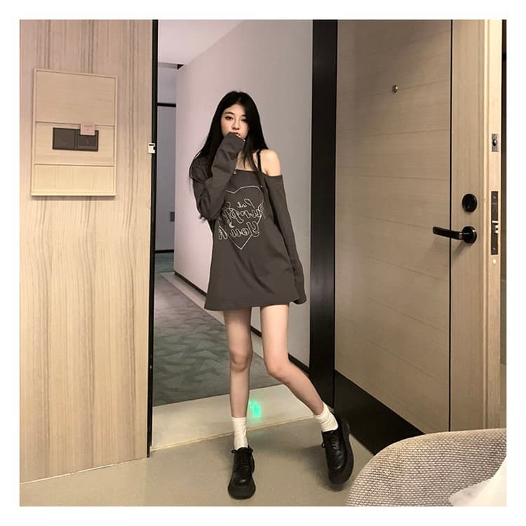 있음 선적 순면 새로운 이른 가을 루즈핏 긴팔 티셔츠 여성 순수한 욕망 디자인 센스 상세 이미지 12
