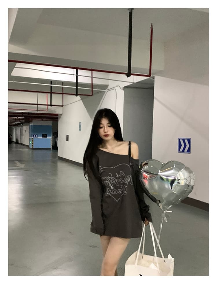 있음 선적 순면 새로운 이른 가을 루즈핏 긴팔 티셔츠 여성 순수한 욕망 디자인 센스 상세 이미지 15
