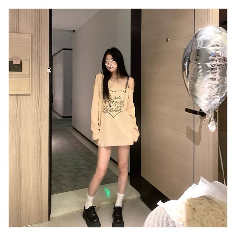 있음 선적 순면 새로운 이른 가을 루즈핏 긴팔 티셔츠 여성 순수한 욕망 디자인 센스 상세 이미지 19
