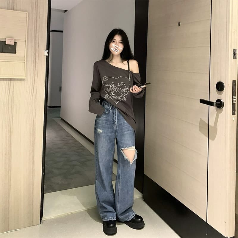 있음 선적 순면 새로운 이른 가을 루즈핏 긴팔 티셔츠 여성 순수한 욕망 디자인 센스 상세 이미지 21