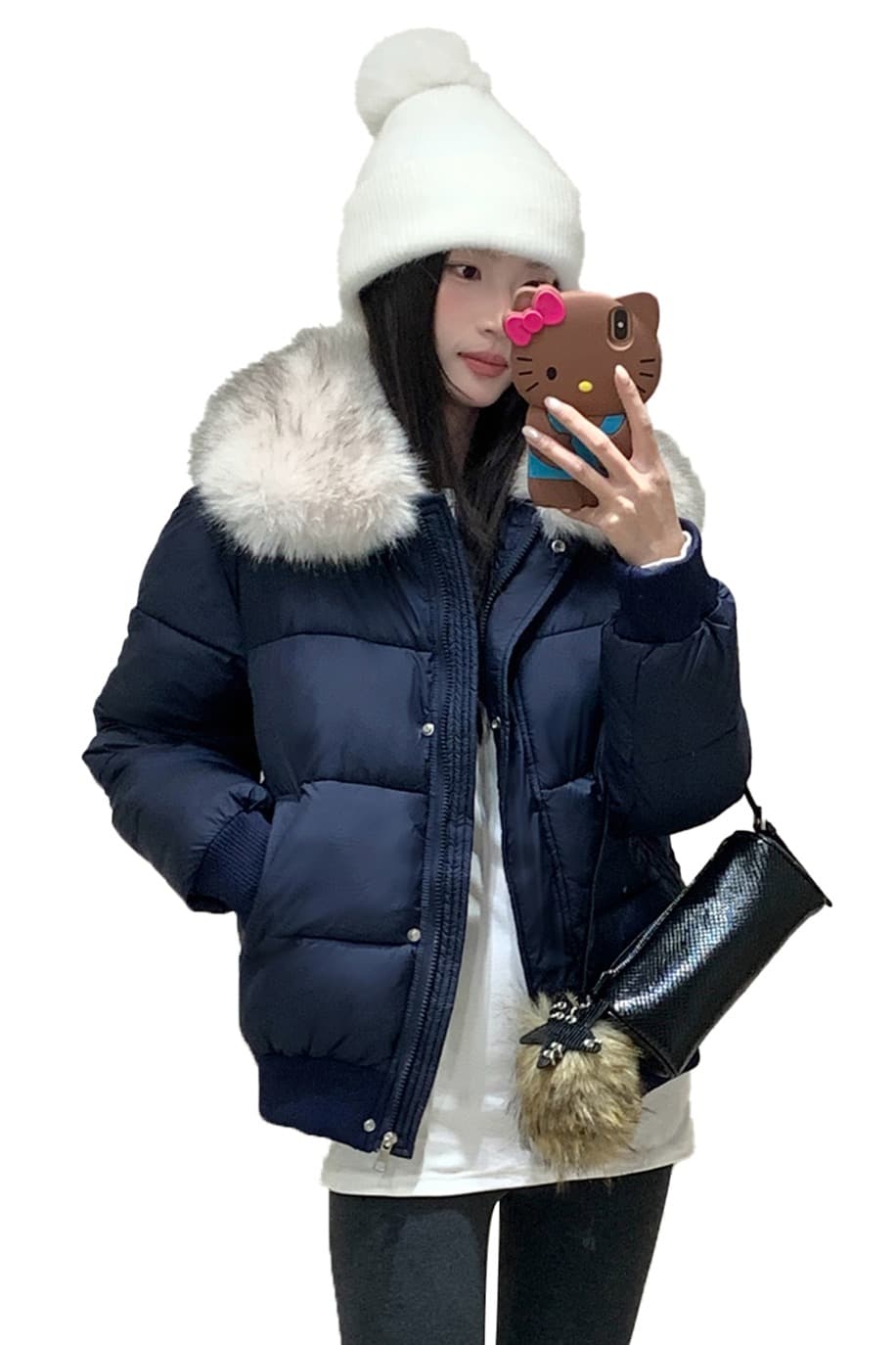 실사 부드러운 바람 여우 모피 칼라 쇼트 스타일 면 의류 여성 슬림해 보이는 두꺼운 스탠드 칼라 방풍 출퇴근 다용도 짧은 면 섹션 이미지 7