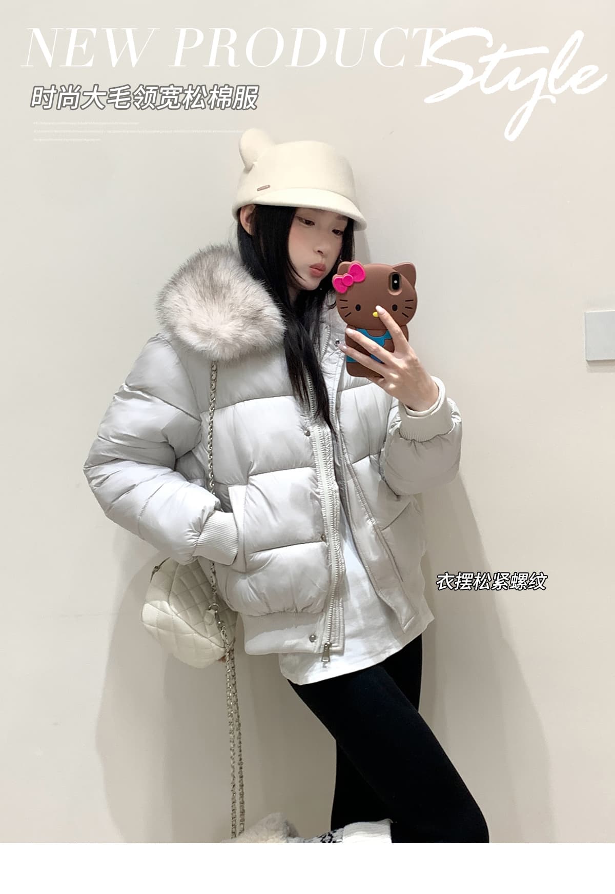 실사 부드러운 바람 여우 모피 칼라 쇼트 스타일 면 의류 여성 슬림해 보이는 두꺼운 스탠드 칼라 방풍 출퇴근 다용도 짧은 면 섹션 상세 이미지 1