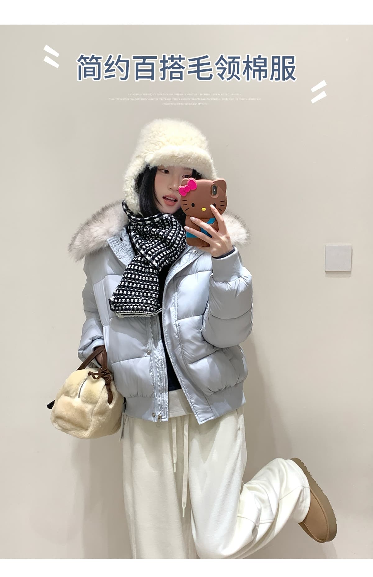실사 부드러운 바람 여우 모피 칼라 쇼트 스타일 면 의류 여성 슬림해 보이는 두꺼운 스탠드 칼라 방풍 출퇴근 다용도 짧은 면 섹션 상세 이미지 7