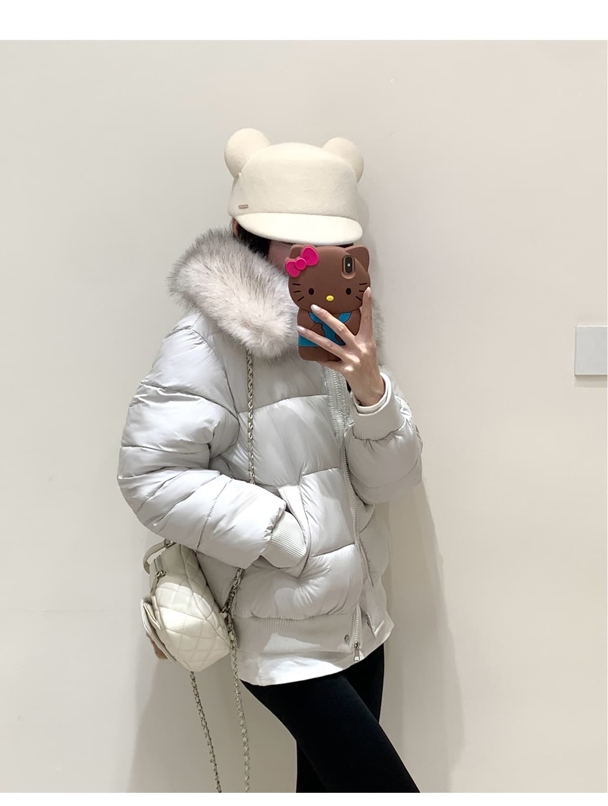 실사 부드러운 바람 여우 모피 칼라 쇼트 스타일 면 의류 여성 슬림해 보이는 두꺼운 스탠드 칼라 방풍 출퇴근 다용도 짧은 면 섹션 상세 이미지 12
