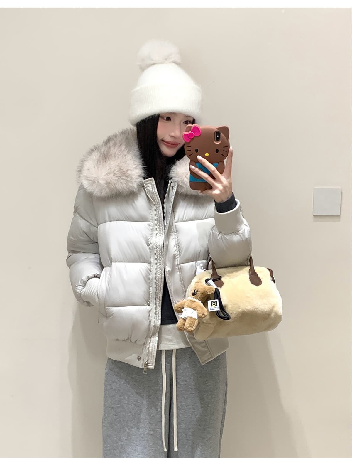 실사 부드러운 바람 여우 모피 칼라 쇼트 스타일 면 의류 여성 슬림해 보이는 두꺼운 스탠드 칼라 방풍 출퇴근 다용도 짧은 면 섹션 상세 이미지 16
