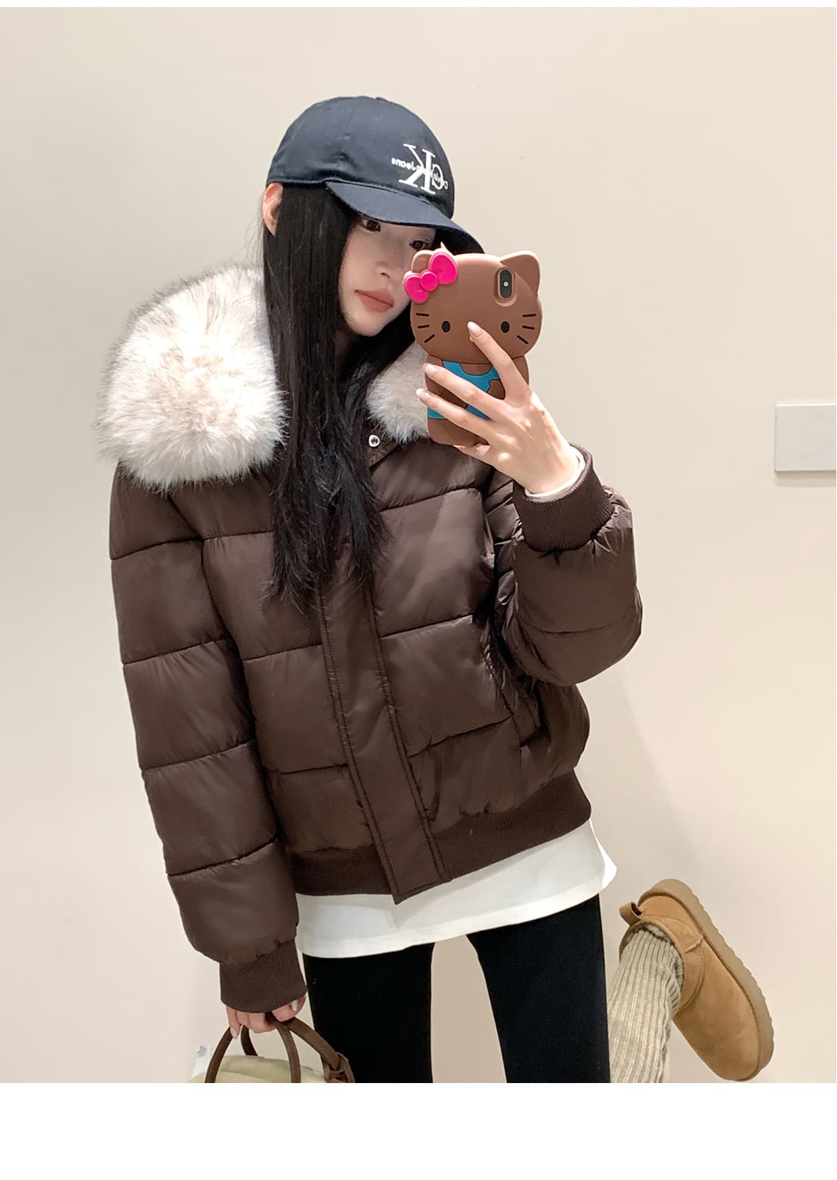 실사 부드러운 바람 여우 모피 칼라 쇼트 스타일 면 의류 여성 슬림해 보이는 두꺼운 스탠드 칼라 방풍 출퇴근 다용도 짧은 면 섹션 상세 이미지 18