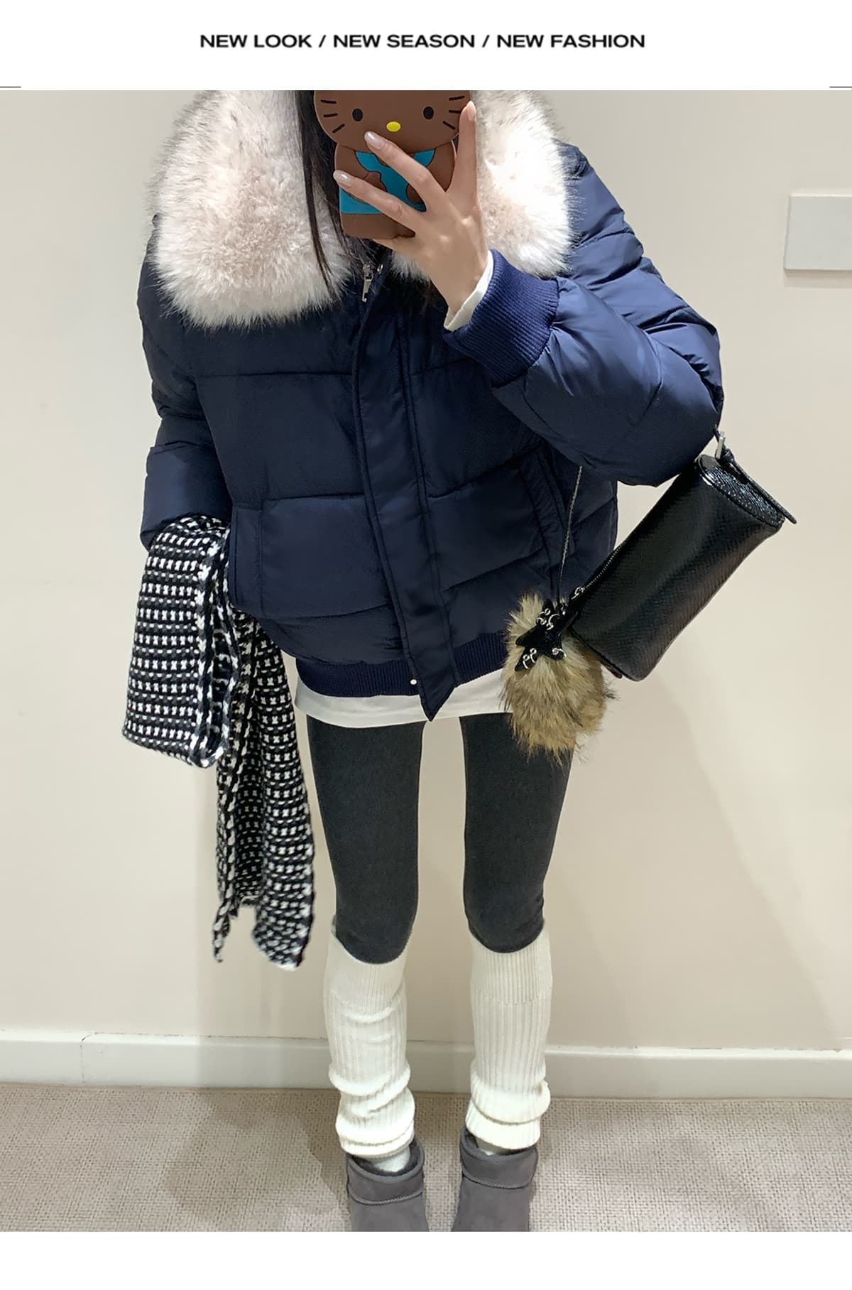 실사 부드러운 바람 여우 모피 칼라 쇼트 스타일 면 의류 여성 슬림해 보이는 두꺼운 스탠드 칼라 방풍 출퇴근 다용도 짧은 면 섹션 상세 이미지 33