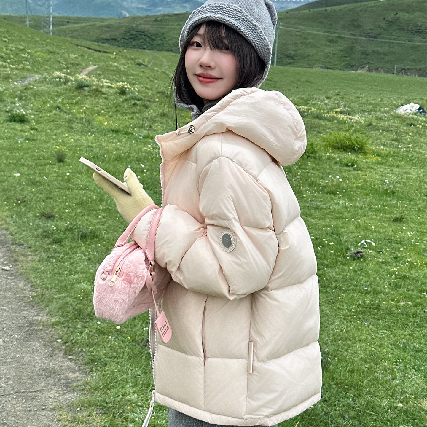 흑연 알켄 보온 2026 겨울 작은 키 다운 코트 면 의류 여성 코트 두꺼운 학생 패딩 재킷 목화 진딧물 이미지 5