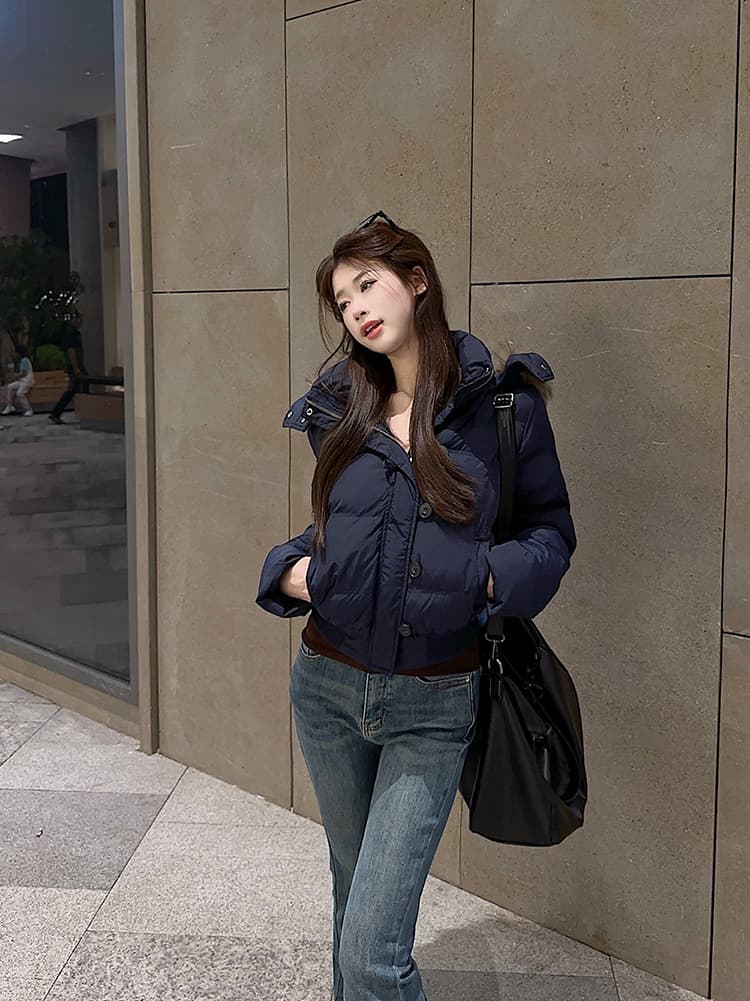 실사 겨울 새로운 다용도 큰 모피 칼라 후드 다운 재킷 여성 짧은 다용도 보온 두꺼운 면 옷 재킷 상세 이미지 47