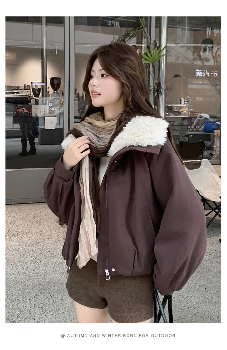 실사 한 부서 달콤함 맨위 2026 새로운 겨울 모방 양털 폴로 칼라 패치워크 피모 하나 여성 코트 상세 이미지 19
