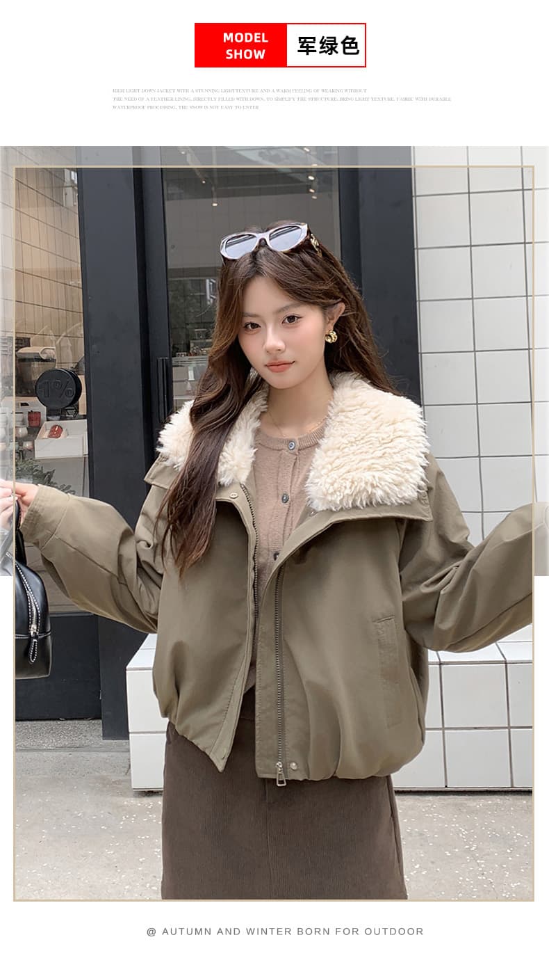 실사 한 부서 달콤함 맨위 2026 새로운 겨울 모방 양털 폴로 칼라 패치워크 피모 하나 여성 코트 상세 이미지 22