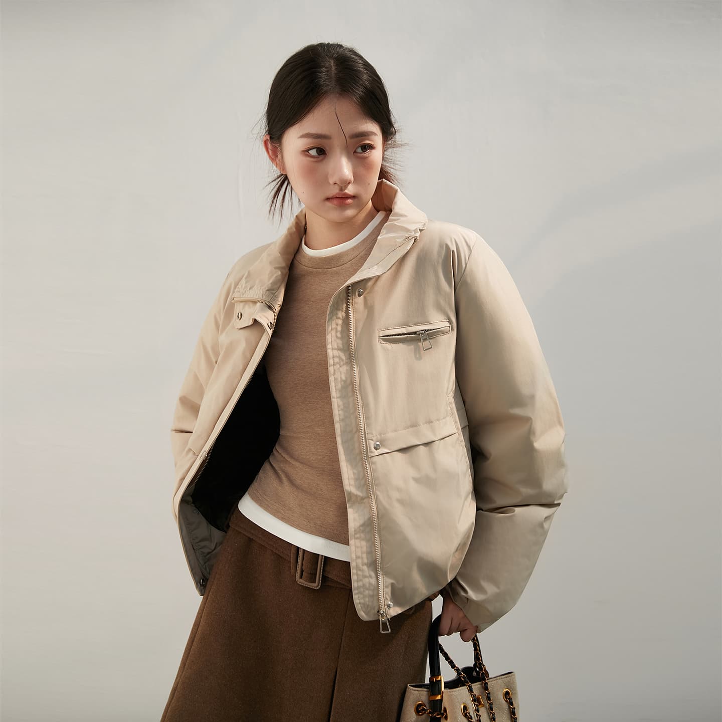 2026 새로운 모방 여우 모피 칼라 아래 면화 의류 여성 짧은 패션 루즈핏 두꺼운 Parker 세트 이미지 6