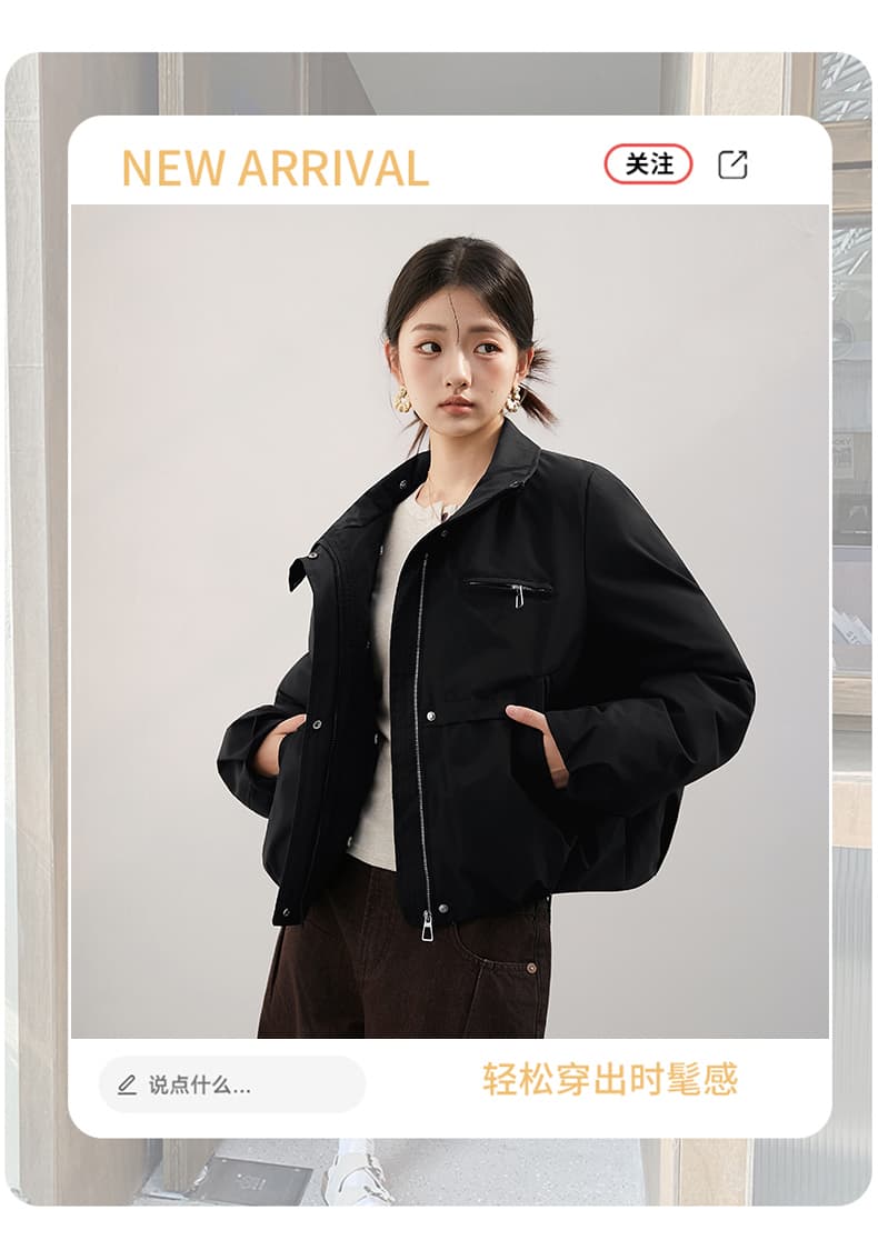 2026 새로운 모방 여우 모피 칼라 아래 면화 의류 여성 짧은 패션 루즈핏 두꺼운 Parker 세트 상세 이미지 2