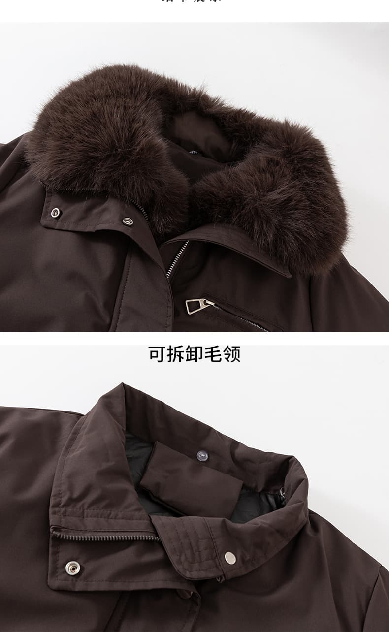 2026 새로운 모방 여우 모피 칼라 아래 면화 의류 여성 짧은 패션 루즈핏 두꺼운 Parker 세트 상세 이미지 5
