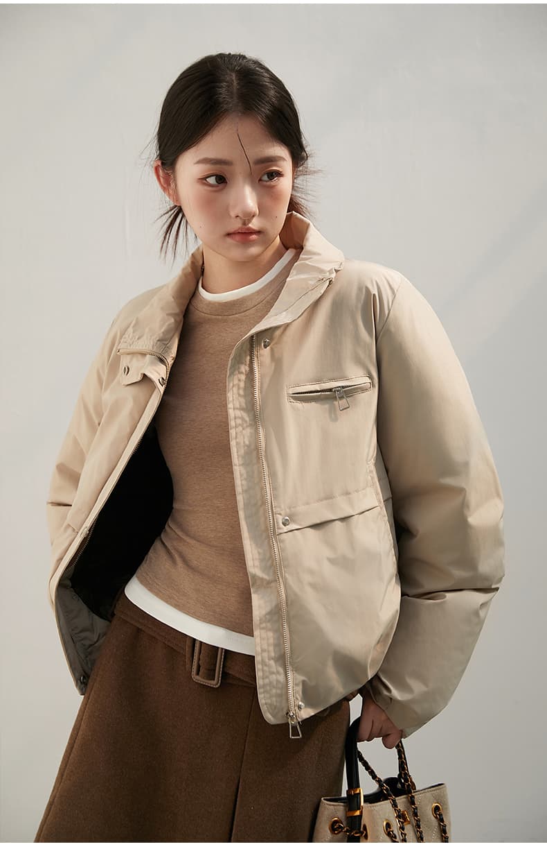 2026 새로운 모방 여우 모피 칼라 아래 면화 의류 여성 짧은 패션 루즈핏 두꺼운 Parker 세트 상세 이미지 26