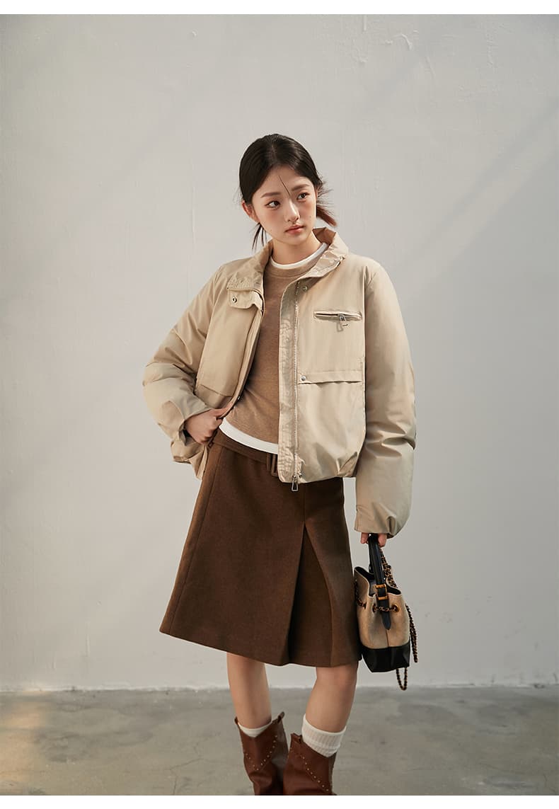 2026 새로운 모방 여우 모피 칼라 아래 면화 의류 여성 짧은 패션 루즈핏 두꺼운 Parker 세트 상세 이미지 28
