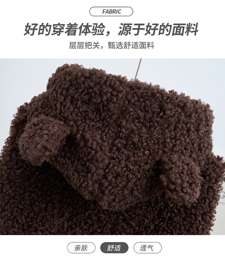 토끼 귀 후드 가을 겨울 새로운 양털 피모 하나 한 부서 루즈핏 민소매 조끼 조끼 여성 재킷 상세 이미지 8