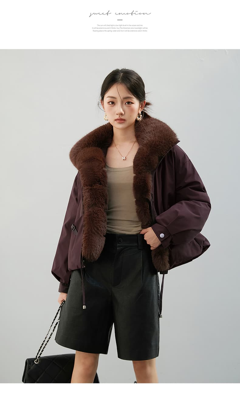 2026 새로운 모방 여우 모피 칼라 아래 면화 의류 여성 짧은 패션 루즈핏 두꺼운 Parker 세트 상세 이미지 55