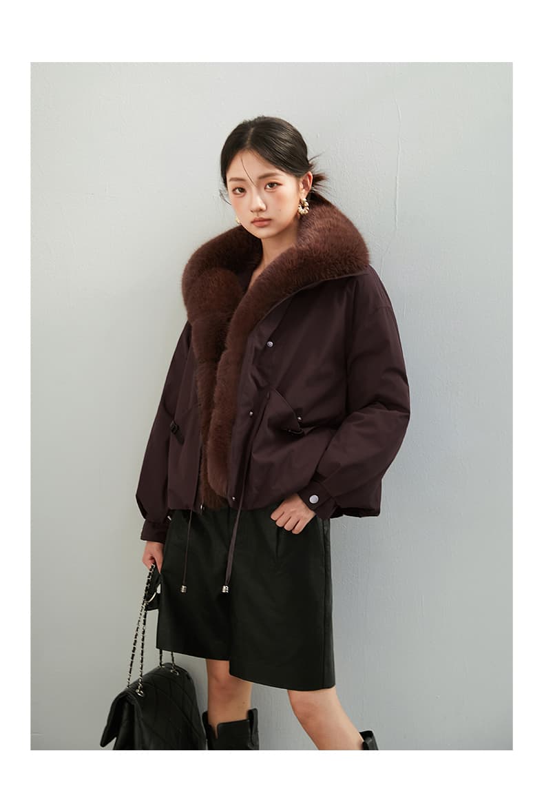 2026 새로운 모방 여우 모피 칼라 아래 면화 의류 여성 짧은 패션 루즈핏 두꺼운 Parker 세트 상세 이미지 56